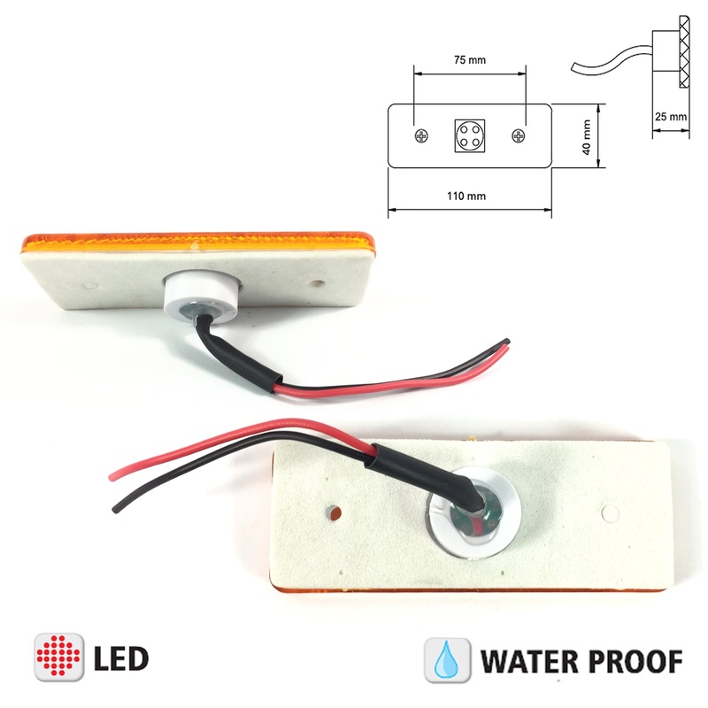 2X Led Amber Orange Side Marker Light Indicator Lamp Trailer, Truck, Lorry, Bus
