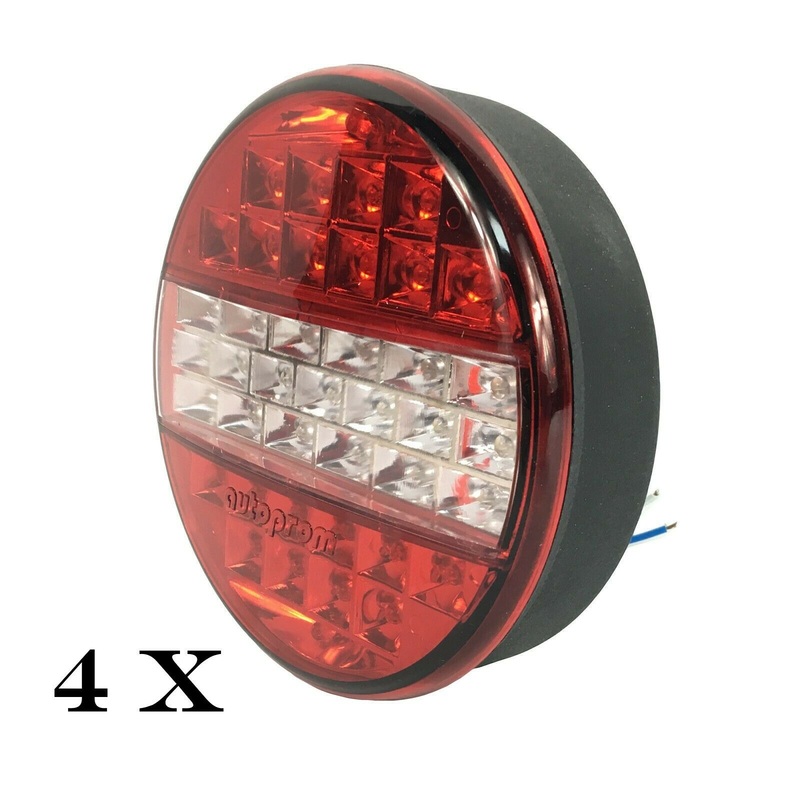 4 X 24V Led Hamburger Rear Lamp Tail Light Fits Truck Trailer And Forklifts