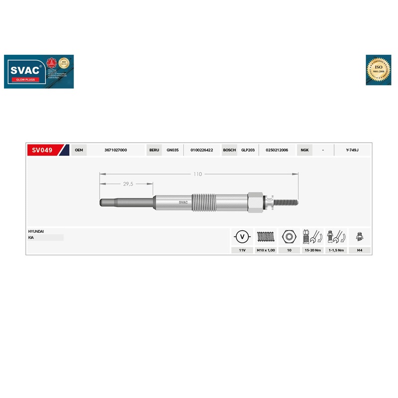 Hyundai Accent Heater Glow Plug I30 Tuscon  Kia Sportage Cerato  3671027010