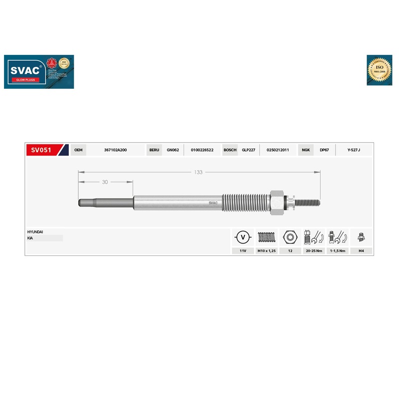 Hyundai I10 Heater Glow Plug I20 I30 Kia Carens Rio Picanto  367102A200