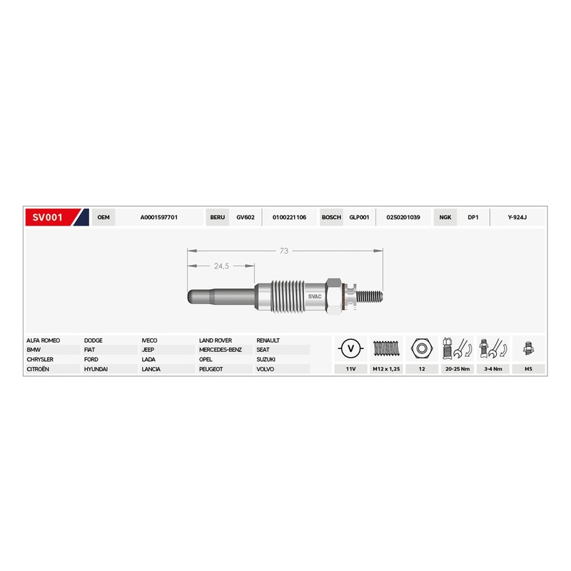 Mercedes Heater Glow Plug Bmw Ford Citroen Peugeot Renault 71719015