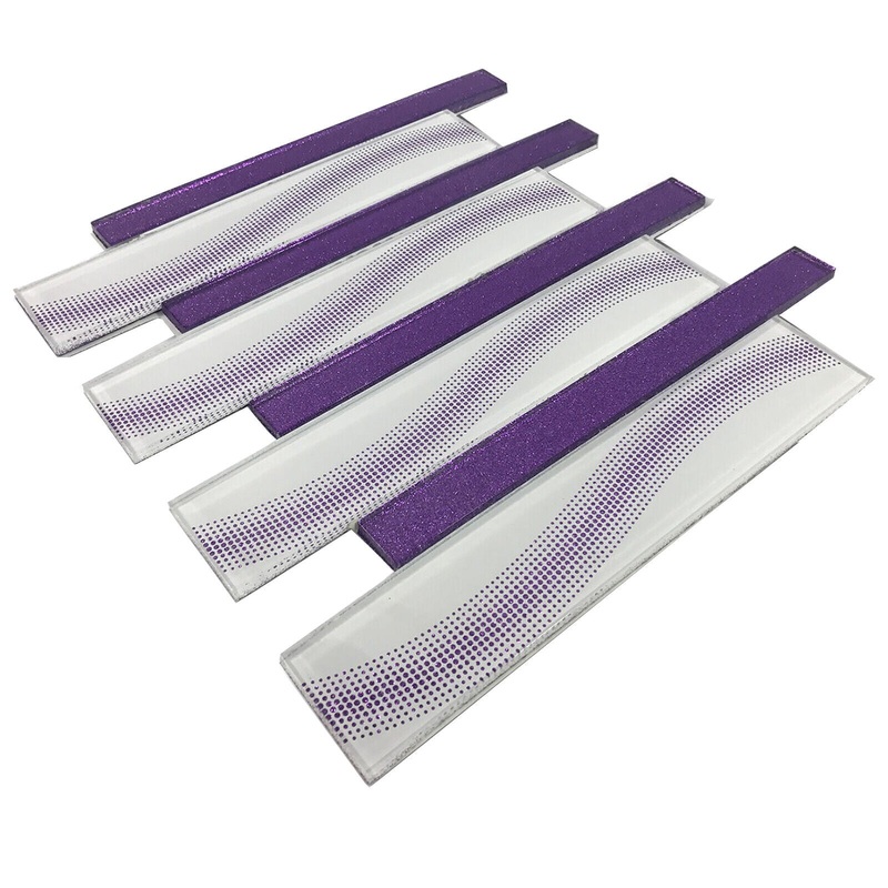 30X30 Cm Interlocking Glass Wall Tile Glittered Purple & Grey With Dotted
