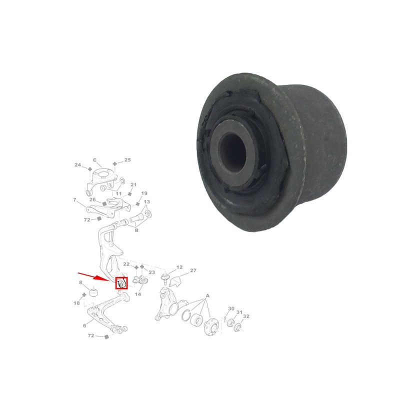 Front Lower Wishbone Control Trailing Arm Bush Fits Citroen C5,C6, Peugeot 407