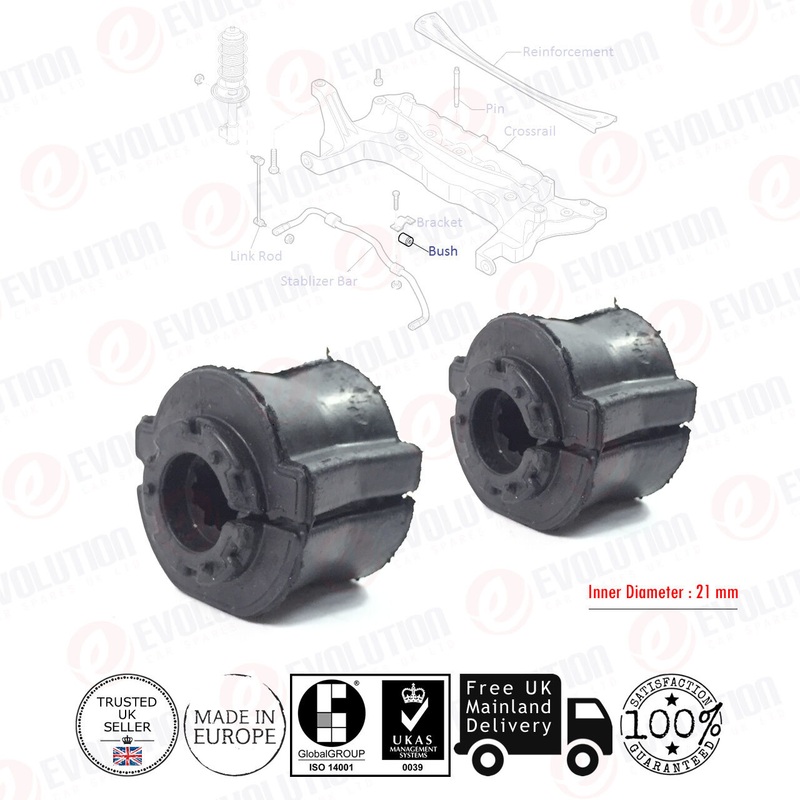 2 X Front Rh / Lh Stabiliser Rubber Bush Fits Nemo, Bipper, Fiorino 51785488