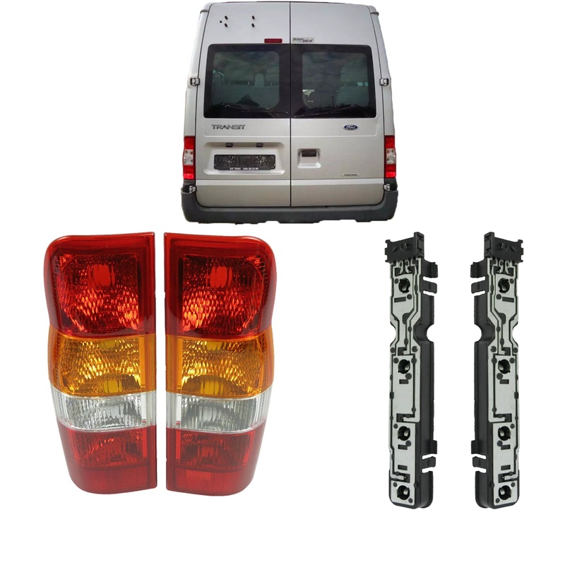 Ford Transit Rear Lamp Lights Lens With Bulb Holder Set 00 To 06 4C1613a602