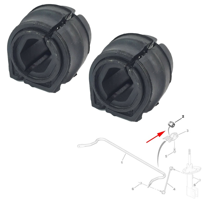 2X Front Rh/Lh Stabilizer Mounting Bearing Bush Fits Citroen C4, Peugeot Partner