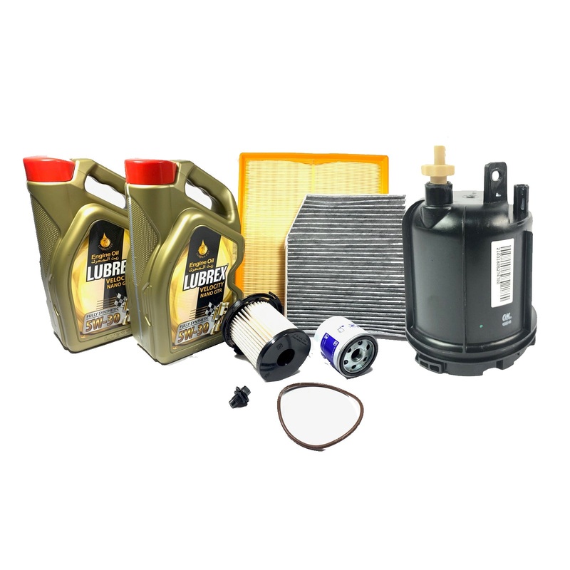Service Kit 2X Lubrex 5W-30 Carbon Pollen Air Oil Fuel Drain Plug Fuel Filter Housing