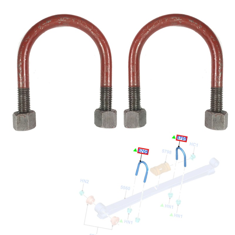 2 X 110 Mm Leaf Spring U Bolt Locknuts Fits Ford Transit Mk7 Mk8 2006 On, 1371240