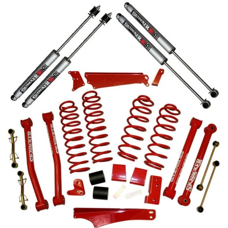 Skyjacker JK401KCR-M 5" Standard Lift Kit with M95 Performance Shocks and Lower Arms in Classic Red for 07-18 Jeep Wrangler JK 2 Door