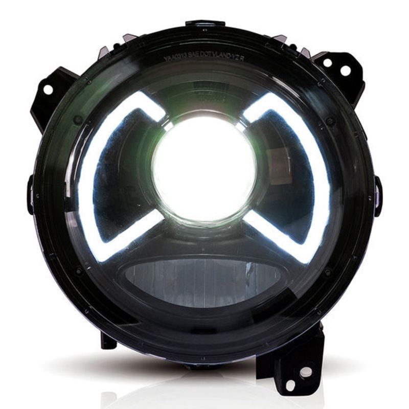Quake LED QTE1027 9" LED Headlights with White X-Wing DRL for 18-24 Jeep Wrangler JL & 2024 Gladiator JT