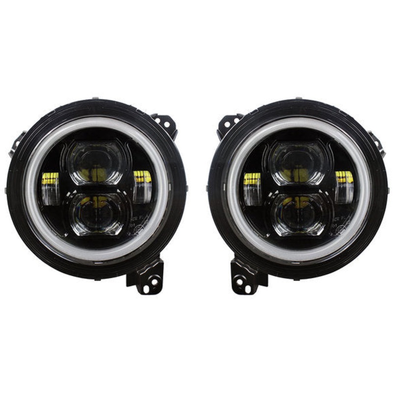 Quake LED QTE1039 RGB 9" LED Headlights with DRL Halo, and Sequential Turns for 18-24 Jeep Wrangler JL & 2024 Gladiator JT