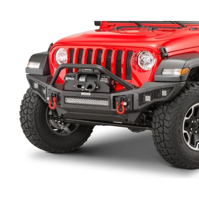 Go Rhino 331201T Rockline Winch Ready Front Bumper with Overrider for 07-24 Jeep Wrangler JL, JK & Gladiator JT