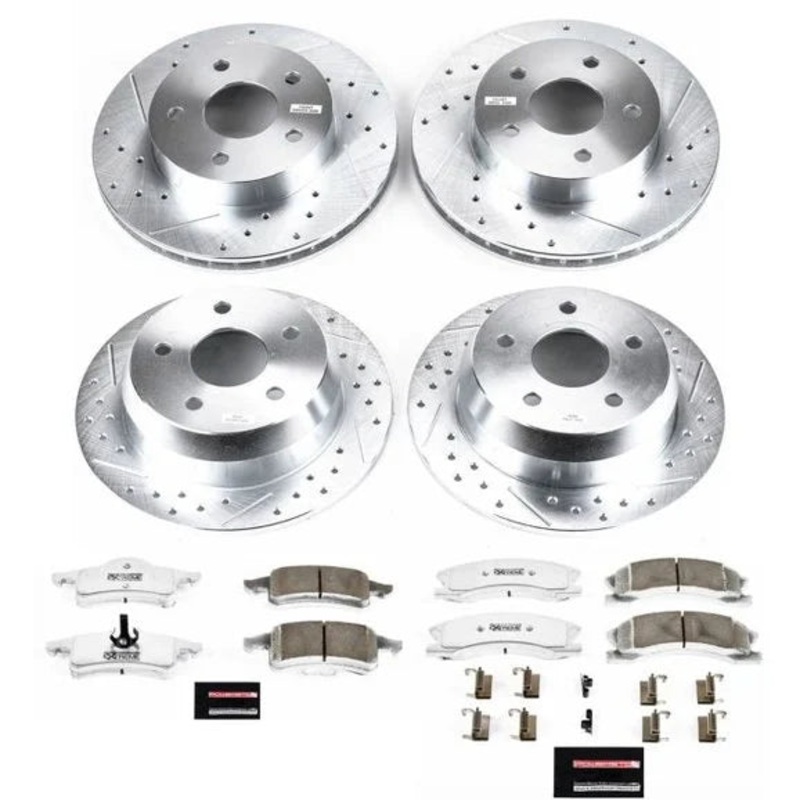 Power Stop K2150-26 Front & Rear Z26 Street Warrior Performance Brake Kit for 99-04 Jeep Grand Cherokee WJ with Akebono Calipers