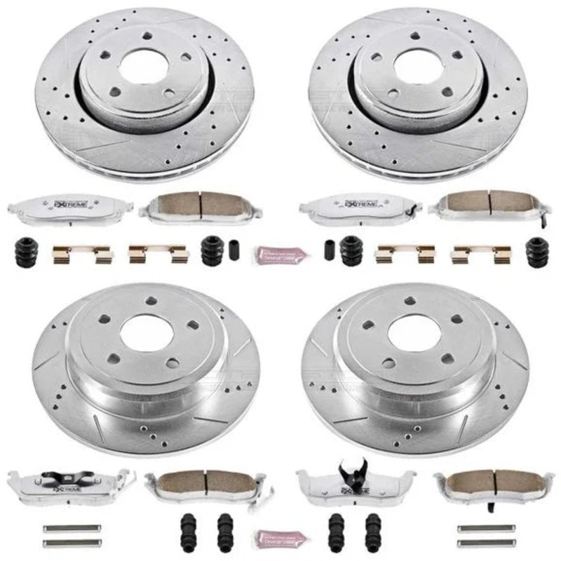 Power Stop K2220-26 Front & Rear Z26 Street Warrior Performance Brake Kit for 05-10 Jeep Grand Cherokee WK & 06-10 Jeep Commander XK