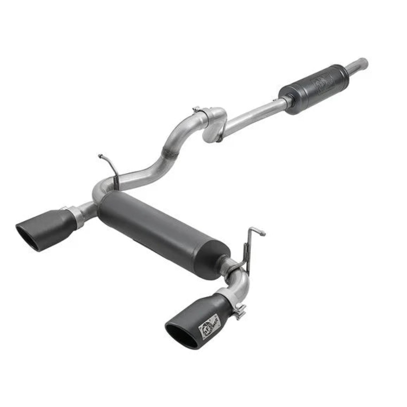 aFe Power 49-38066-B Rebel Series 2.5" 304 Stainless Steel Cat Back Exhaust System in Black for 18-24 Jeep Wrangler JL Unlimited
