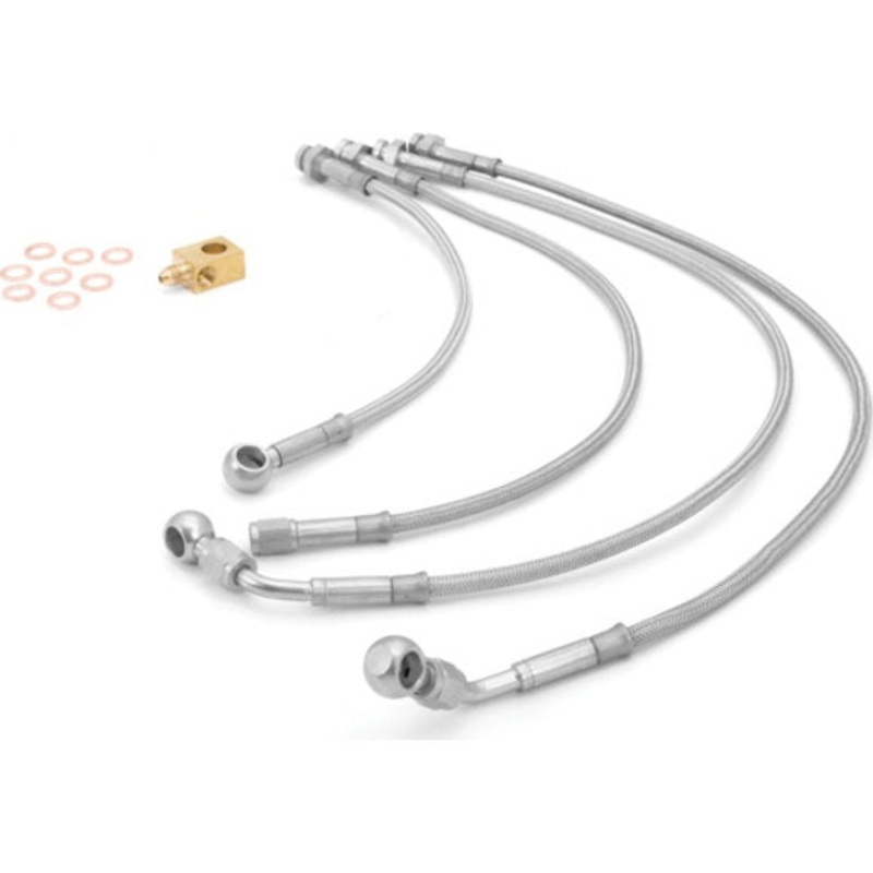 Rugged Ridge 16735.02 Rear 4" Braided Stainless Steel Brake Hose for 66-72 Jeep CJ-5 & CJ-6 with 10" Drum Brakes
