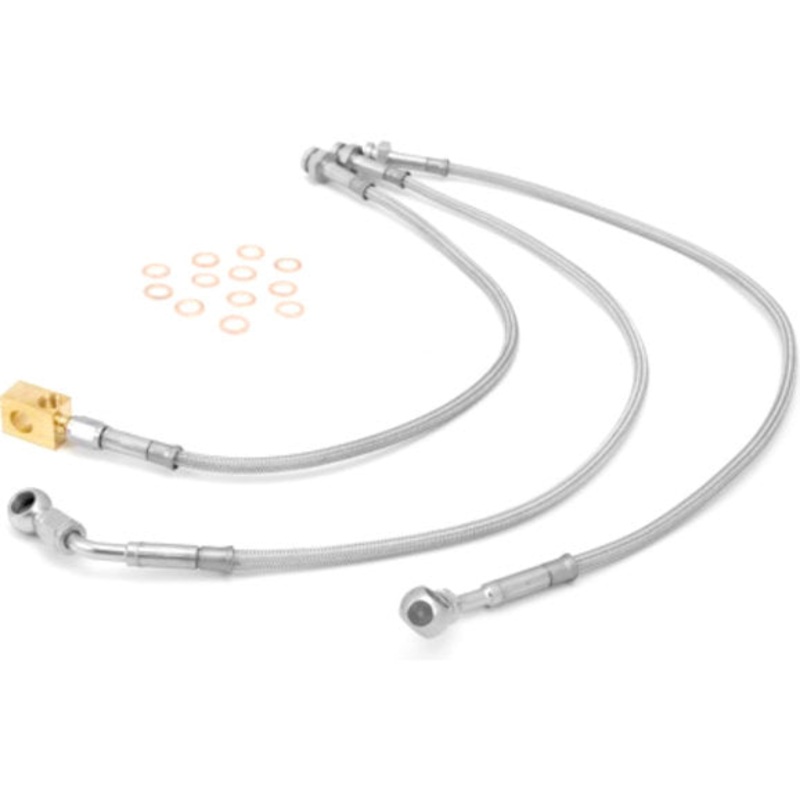 Rugged Ridge 16735.09 Front & Rear 4" Braided Stainless Steel Brake Hose Kit for 92-01 Jeep Cherokee XJ