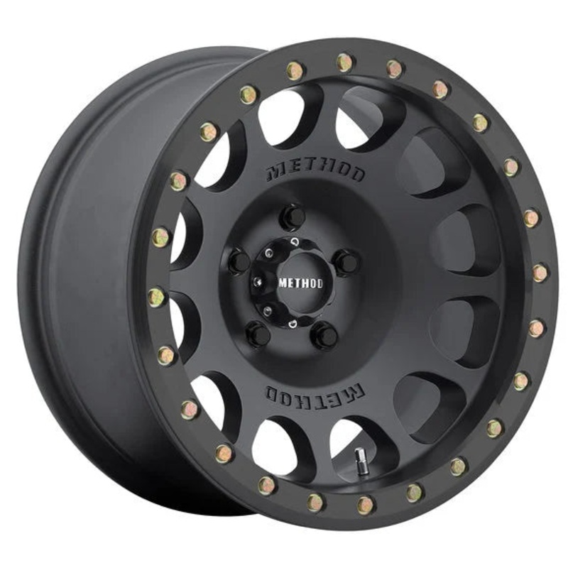 Method Race Wheels Race Series 105 Beadlock Wheel in 17x9 with 3.5in Backspace Matte Black with Machined Face for 07-24 Jeep Wrangler JL, JK & Gladiator JT